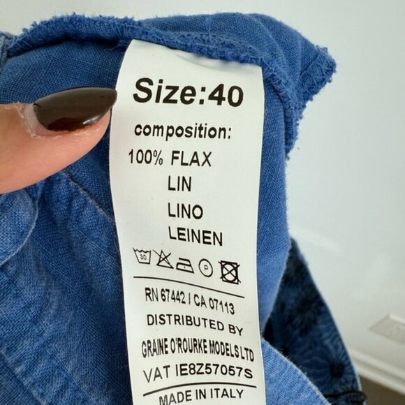 NWT Peruzzi Made in Italy Linen Blue A-Line Midi Skirt size EU 40 - Picture 6 of 6